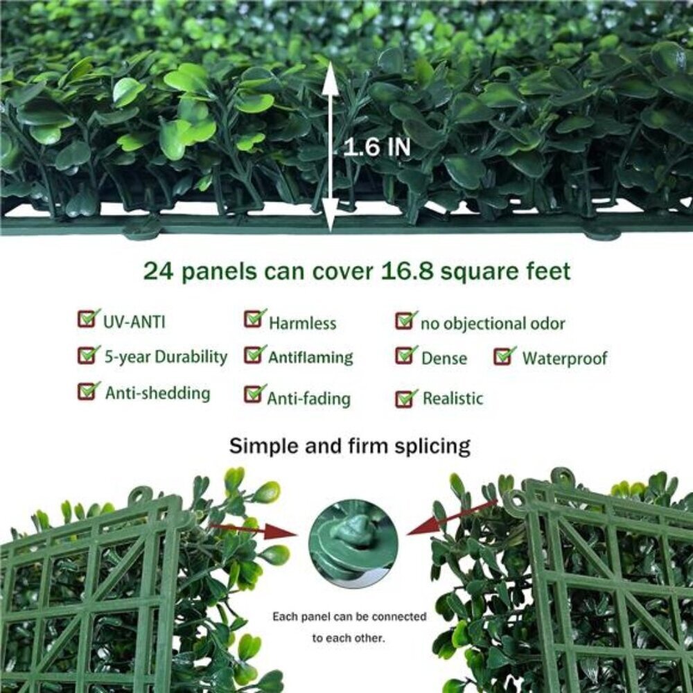 Artificial Grass Wall Panel Backdrop,10 X 10 in 24P(16.8 sqft) UV-Anti - Picture 3 of 7